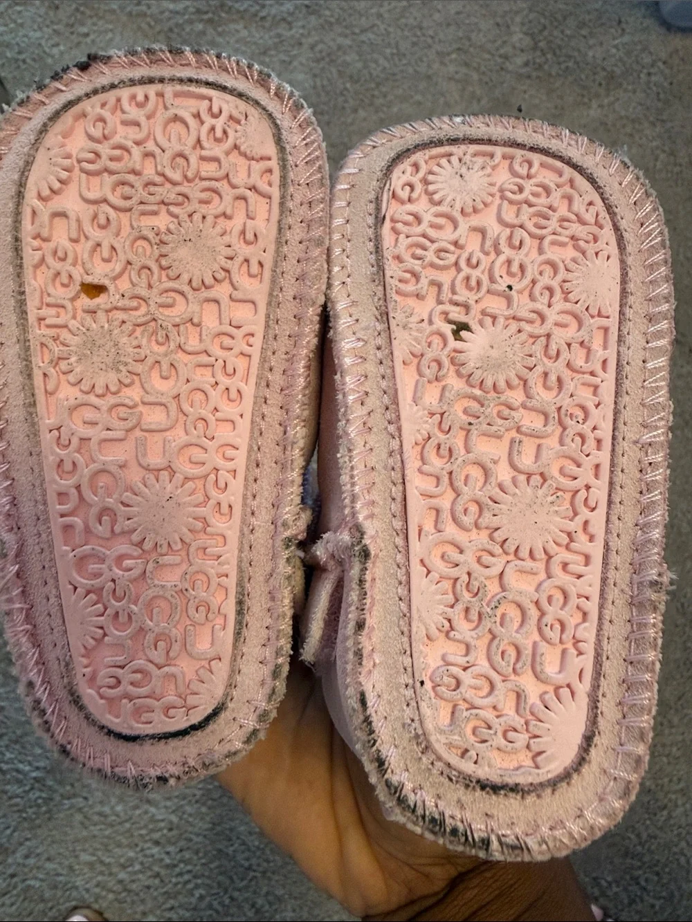 UGG Baby Pink Suede Cozy Booties size 3 baby.